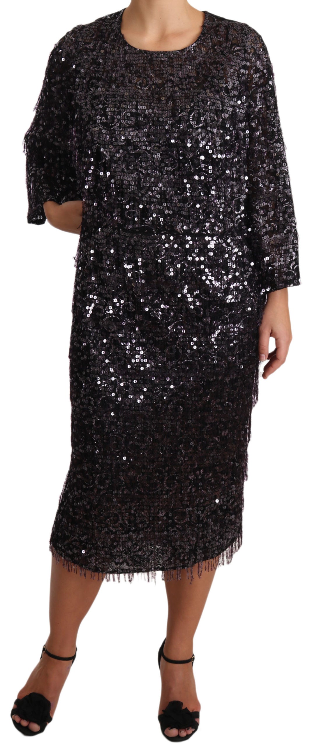 Sequined Shift Midi Dress – Timeless Elegance - GlamHub Luxury and Icon Brand Clothing