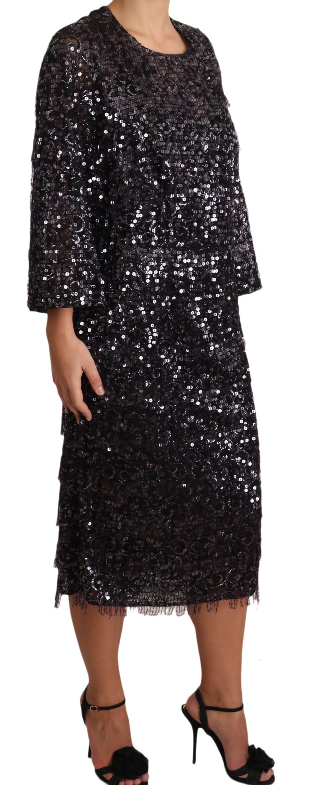 Sequined Shift Midi Dress – Timeless Elegance - GlamHub Luxury and Icon Brand Clothing