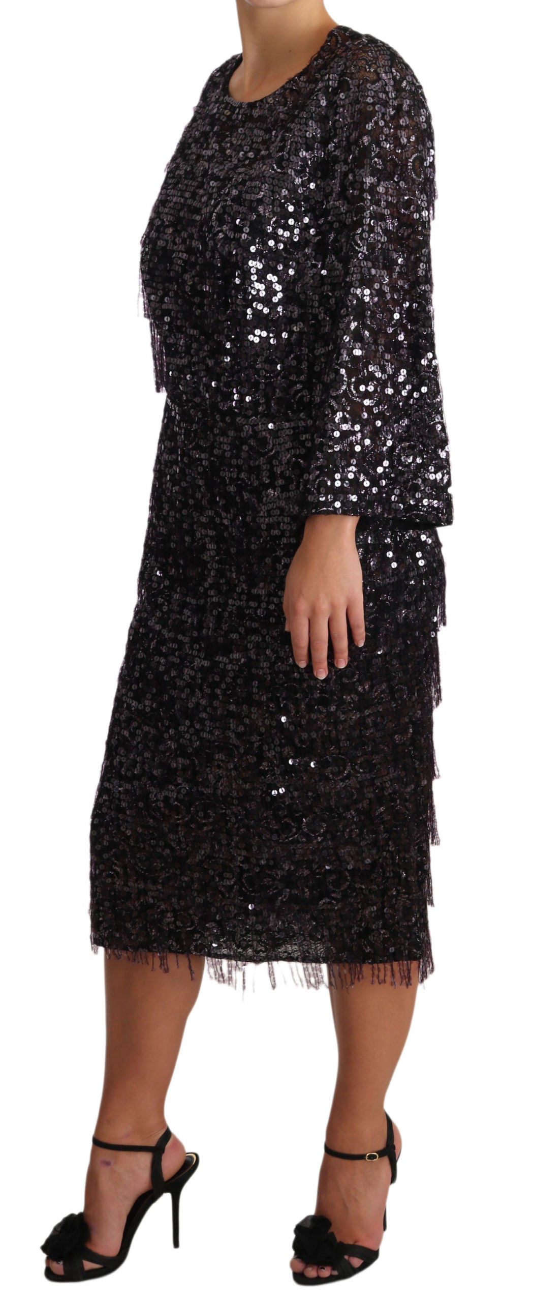 Sequined Shift Midi Dress – Timeless Elegance - GlamHub Luxury and Icon Brand Clothing