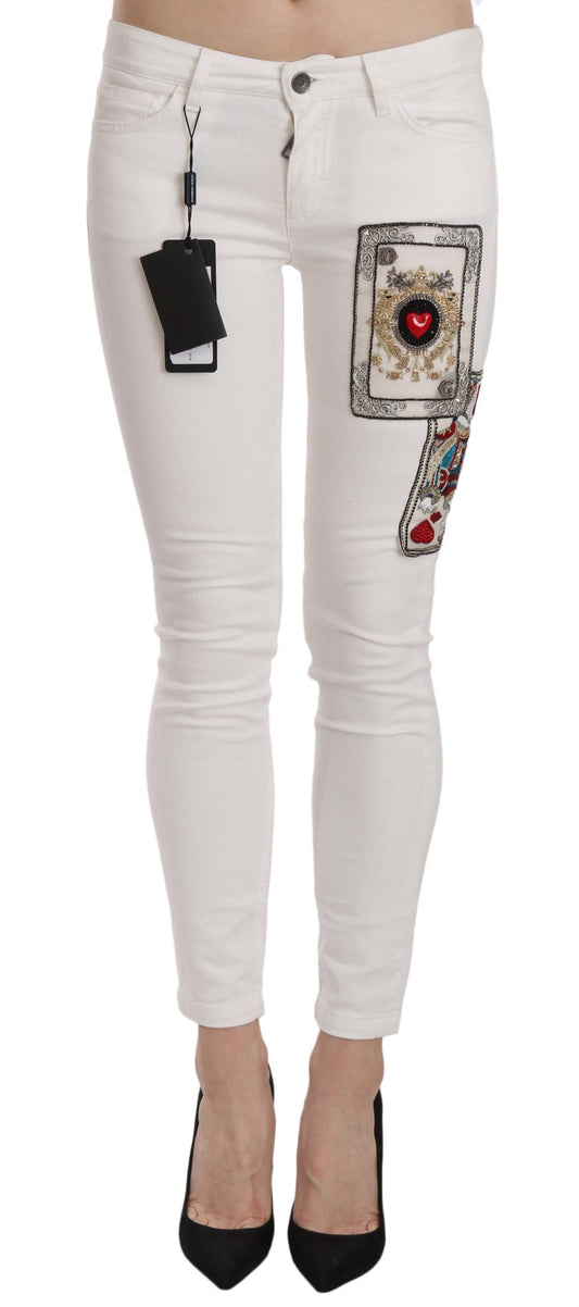 Queen Of Hearts Embellished Skinny Pants - GlamHub Luxury and Icon Brand Clothing