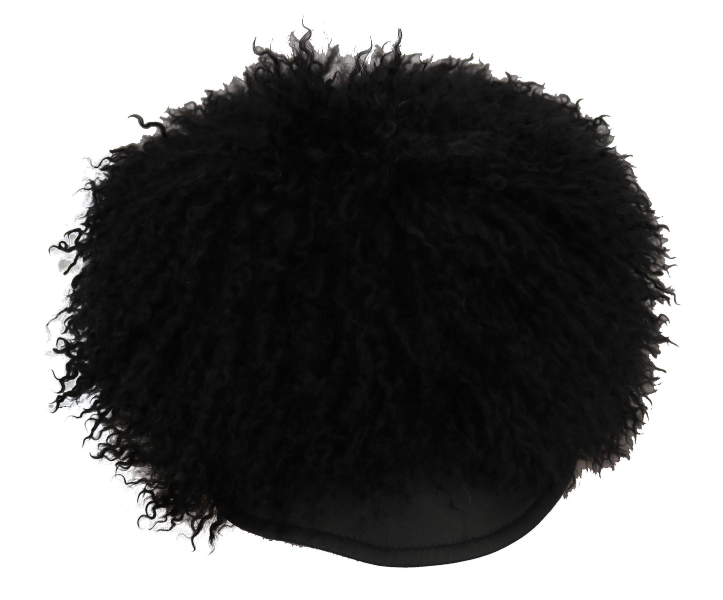 Chic Black Gatsby Cap in Tibet Lamb Fur - GlamHub Luxury and Icon Brand Clothing