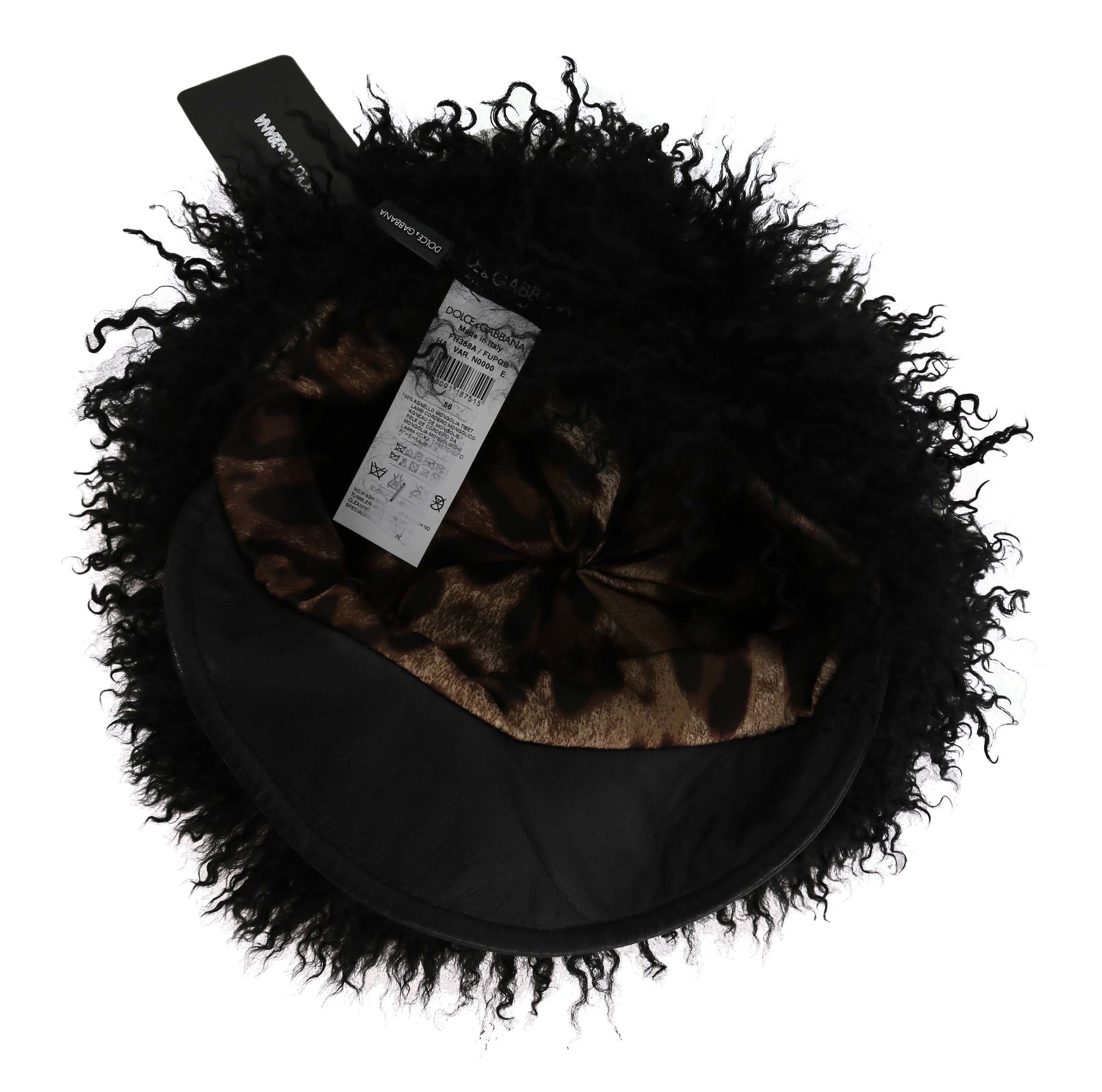 Chic Black Gatsby Cap in Tibet Lamb Fur - GlamHub Luxury and Icon Brand Clothing