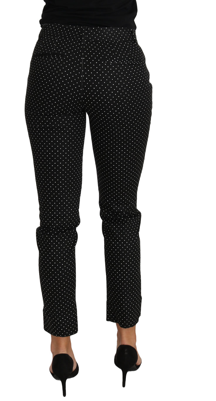 Elegant Polka Dot Cropped Trousers - GlamHub Luxury and Icon Brand Clothing