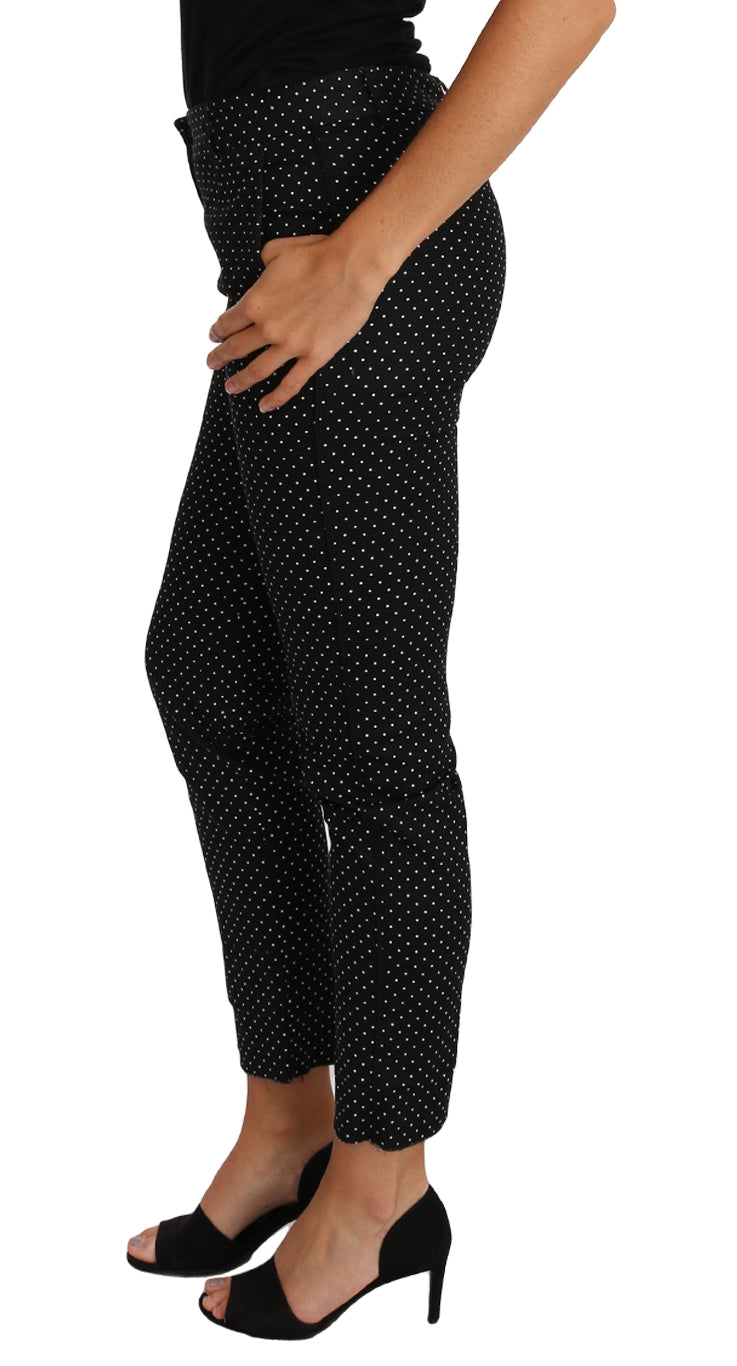 Elegant Polka Dot Cropped Trousers - GlamHub Luxury and Icon Brand Clothing