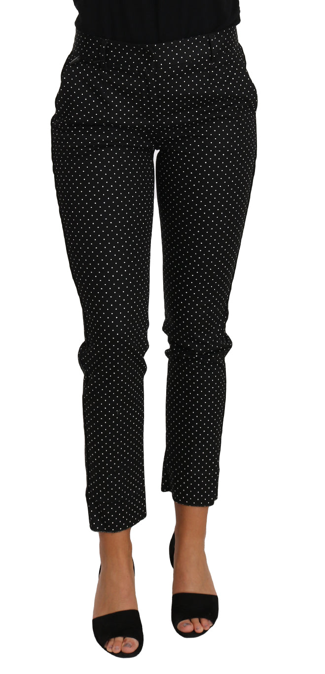 Elegant Polka Dot Cropped Trousers - GlamHub Luxury and Icon Brand Clothing