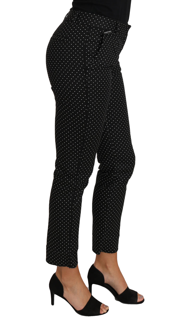 Elegant Polka Dot Cropped Trousers - GlamHub Luxury and Icon Brand Clothing