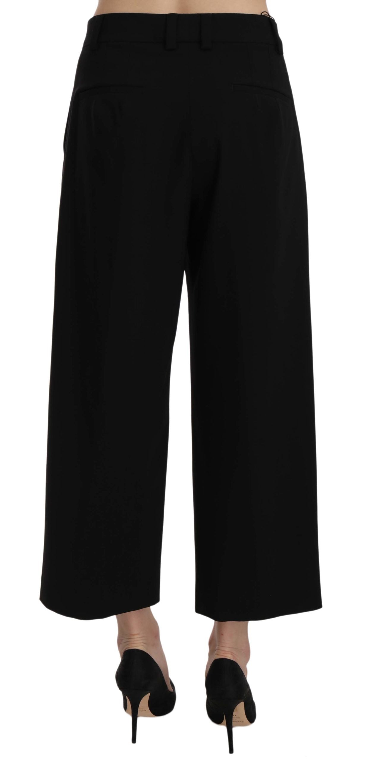 Elegant Black Cotton Trousers - GlamHub Luxury and Icon Brand Clothing