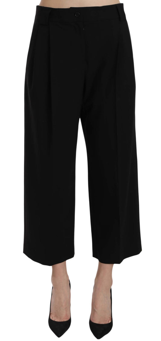 Elegant Black Cotton Trousers - GlamHub Luxury and Icon Brand Clothing