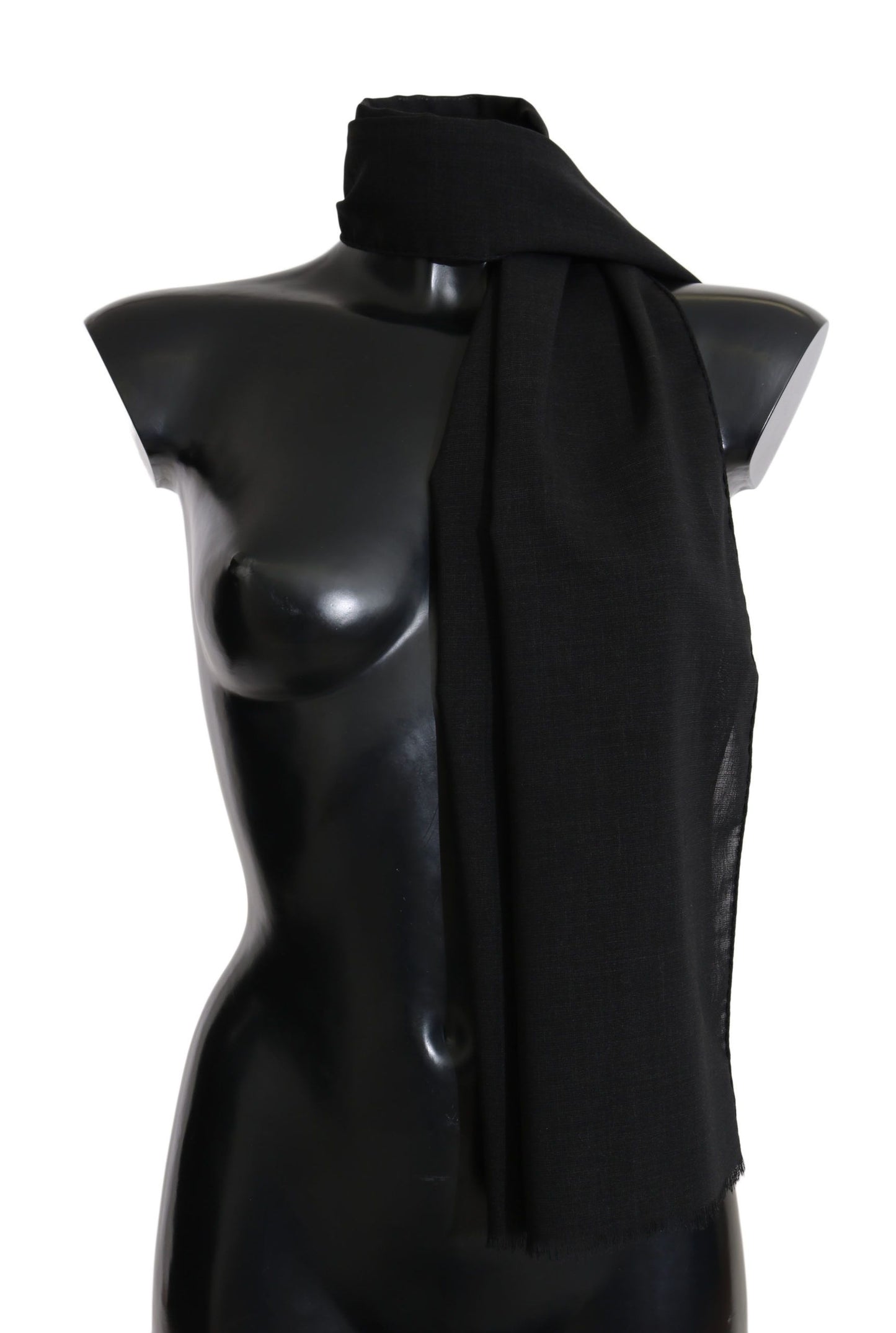 Elegant Black Wool Blend Scarf - GlamHub Luxury and Icon Brand Clothing