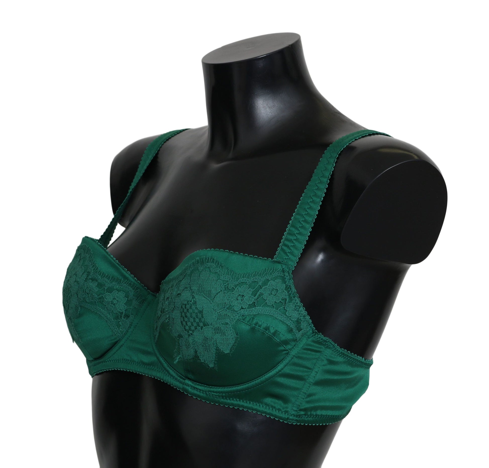 Enchanting Green Floral Lace Silk Bra - GlamHub Luxury and Icon Brand Clothing