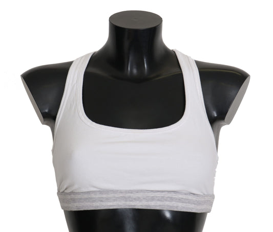 Elegant White Stretch Sport Bra - GlamHub Luxury and Icon Brand Clothing