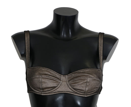 Elegant Brown Stretch Bra Womens Underwear - GlamHub Luxury and Icon Brand Clothing