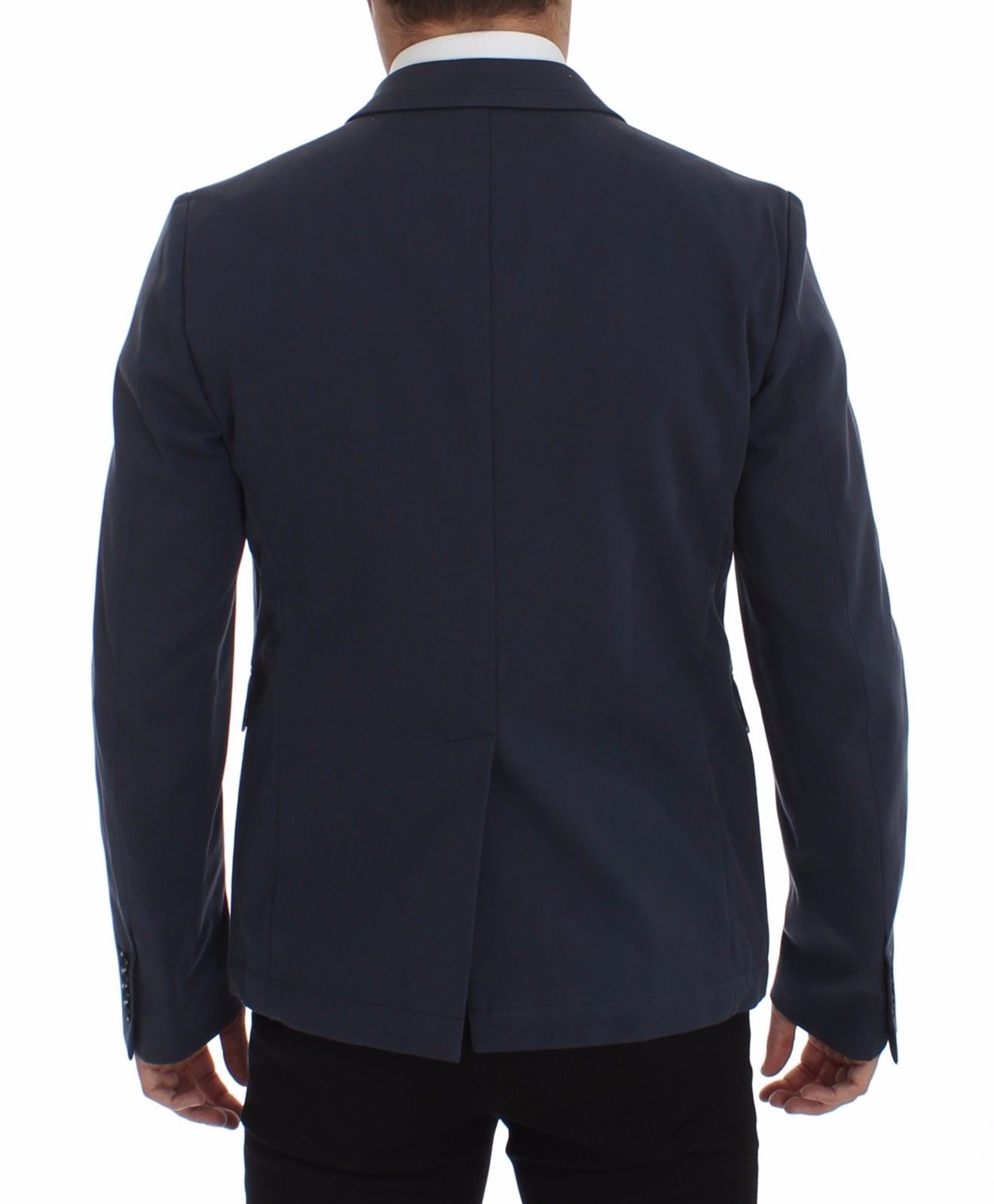 Elegant Blue Cotton Stretch Blazer Jacket - GlamHub Luxury and Icon Brand Clothing