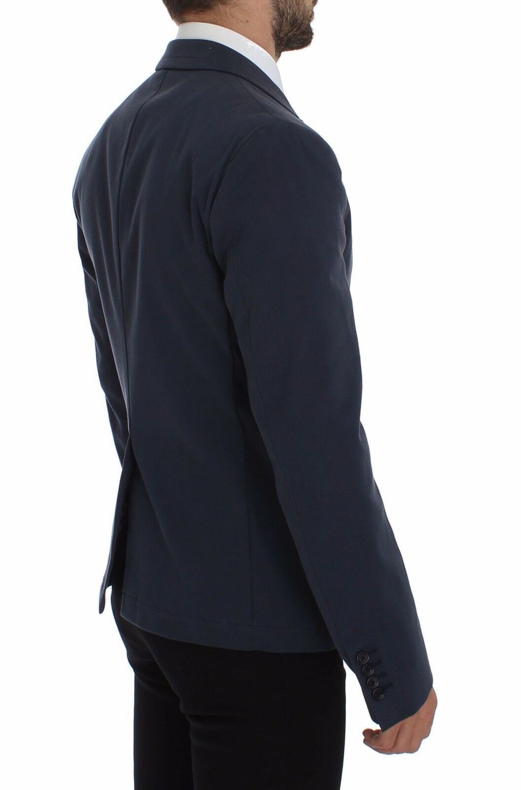 Elegant Blue Cotton Stretch Blazer Jacket - GlamHub Luxury and Icon Brand Clothing