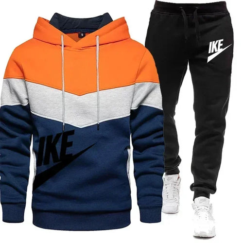 2024 New Men's Autumn Winter Sets Zipper Hoodie+Pants Pieces Casual