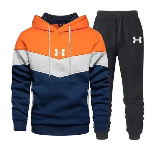 Autumn and winter men's printed three tone sportswear hoodie+pants